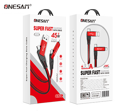 ONESAM A01 3.1A superfast charging 2in 2 data cable