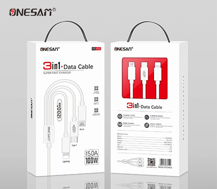 ONESAM V15 5.0A max output usb super fast 3 in 1 data cable