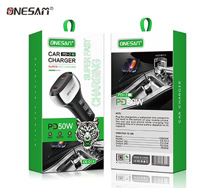 ONESAM G14 PD 50W safe and powerful output 2usb super fast charging car charger power adapter
