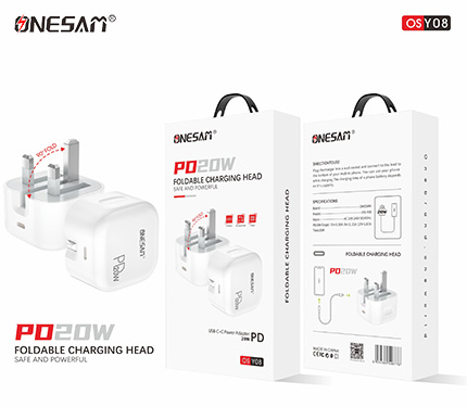 ONESAM Y08 PD 20W safe and powerful type-c+c power adapter