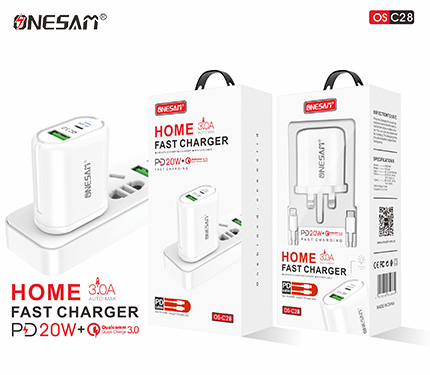 ONESAM C28 3.0A output auto max PD 20W compatible fast charger