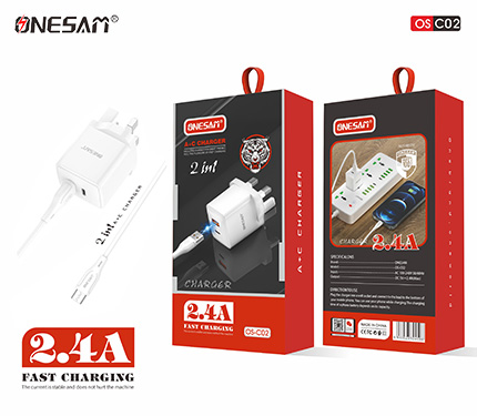 ONESAM C02 2.4A output auto max 2in 1A+C compatible fast charger
