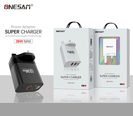 ONESAM Y04 36W max power adapter 2 usb super fast charger