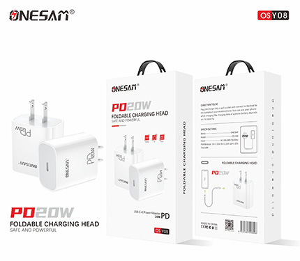 ONESAM Y08 PD 20W safe and powerful type-c+c power adapter