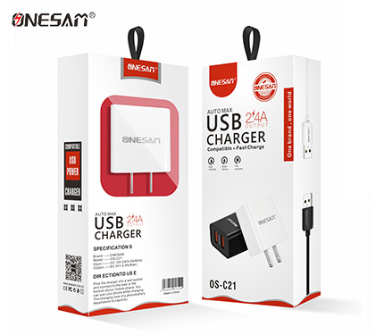 ONESAM C21 2.4A output auto max 2 usb compatible fast charger