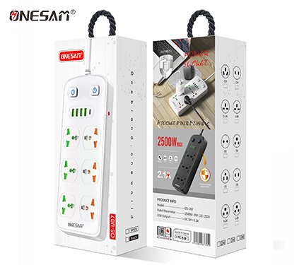 ONESAM U07 2.1A (1type-c 4 usb 6 socket) 2500w max power socket