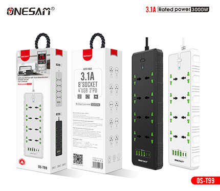 ONESAM T99 3.1A auto max (2PD+4 usb 8 socket) 3000w rated power socket