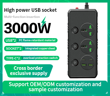 UDS B04 3000W High power multi-function insertion 2 USB 2 socket