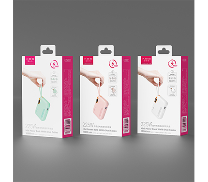 ABS DX03 comes with Type-c and Lighting charging cable 22.5W quick charge 10000mAh mini power bank